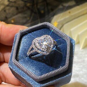 ✨Sweet Pure CZ Double Layer Cross Fashion Heart Rings for Women, MARR9016